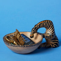 Painted Wood Zebra Keys Paper Clips Ring Dish