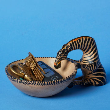 Painted Wood Zebra Keys Paper Clips Ring Dish