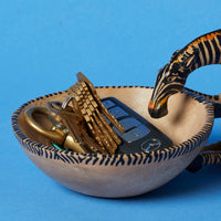 Painted Wood Zebra Keys Paper Clips Ring Dish