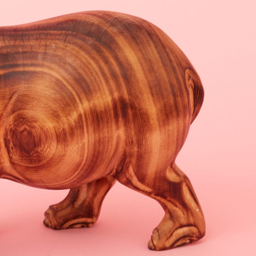 Seared Wood Large Hippo Sculpture