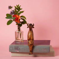 Seared Wood Buffalo Sitting Sculpture