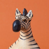 Painted Wood Sitting Plus Size Zebra Sculpture