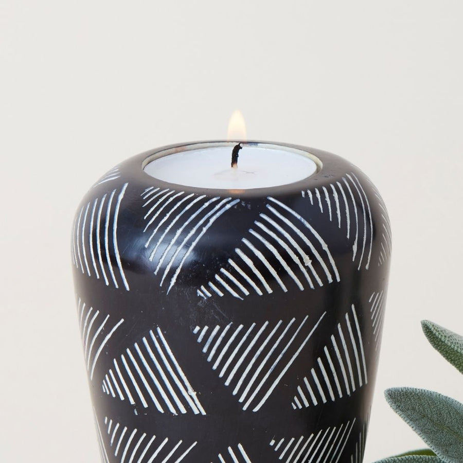 Kisii Stone Black 2 in 1 Candle Holder