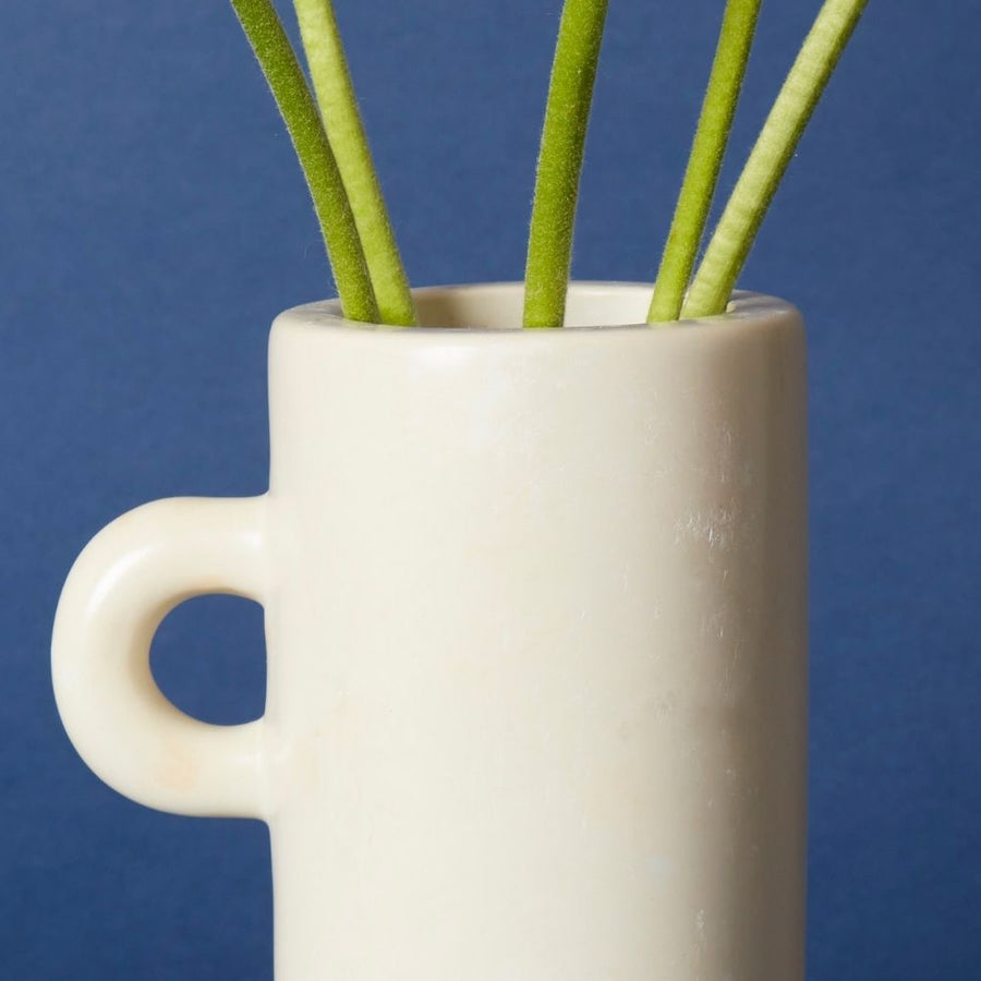 Kisii Stone Tall White Cylinder Vase Succulent Pot