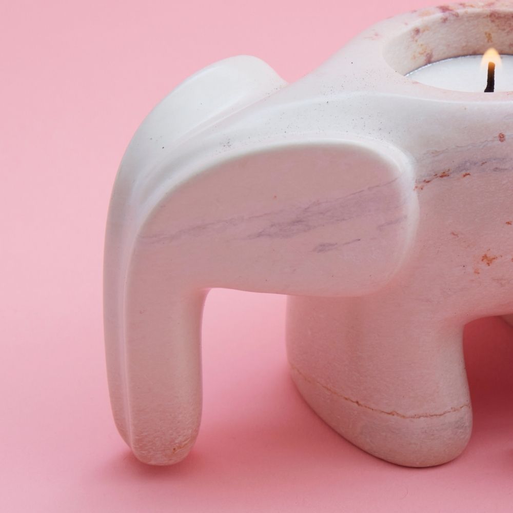 Kisii Stone Elephant Tealight Holder