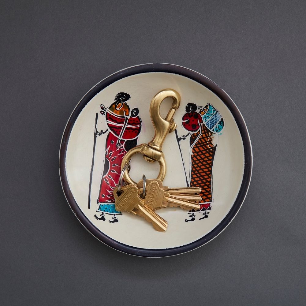 Kisii Stone African Women Round Paper Clips Ring Dish