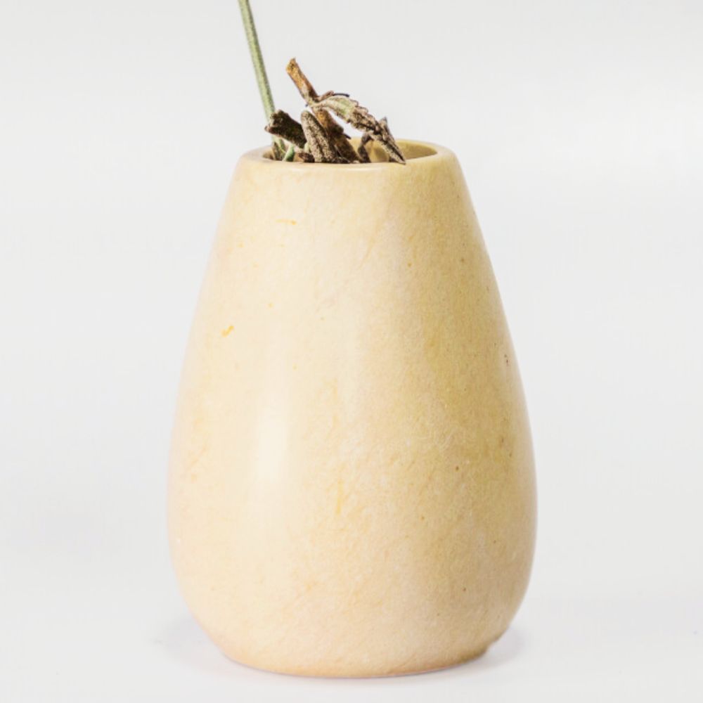 Kisii Stone White Short Bud Vase Succulent Pot