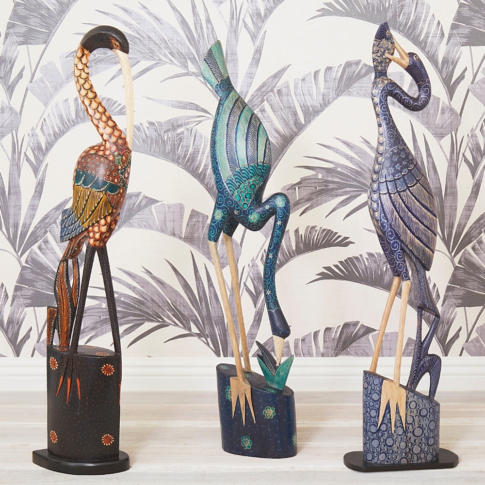 Tall Batik Ibis Bird Statue