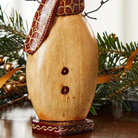 Batik Wood Holiday Snowman Figurine