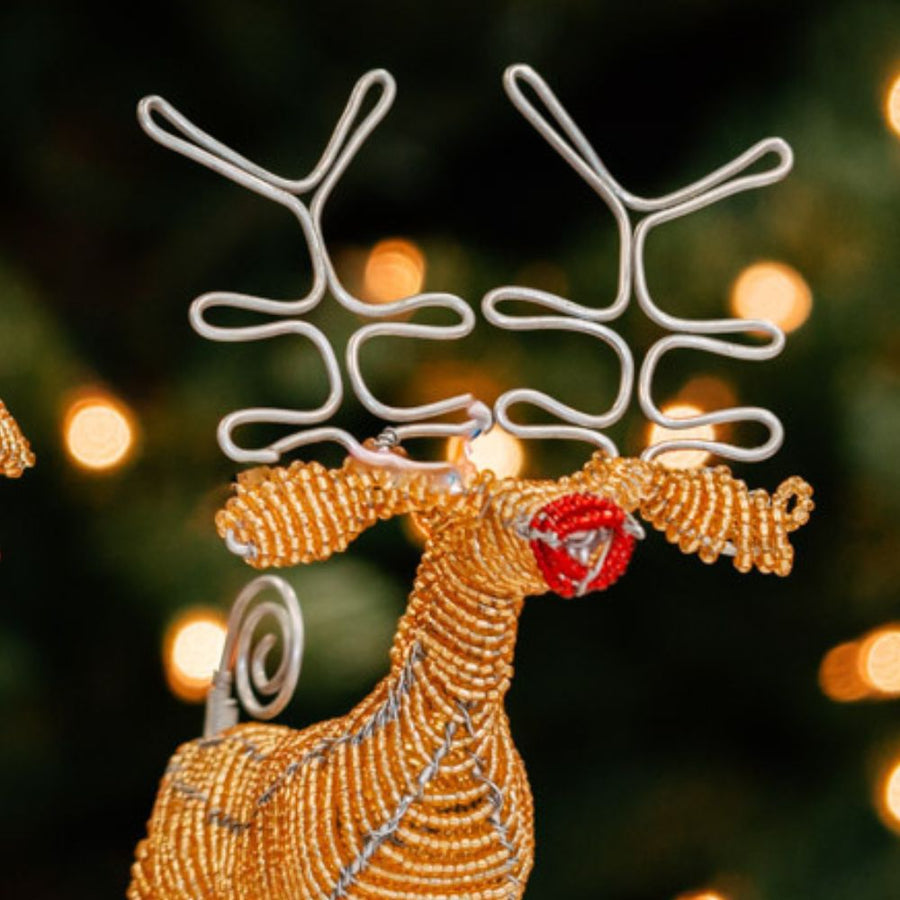 Maasai Beads Tabletop Christmas Trees Reindeers Set of 4