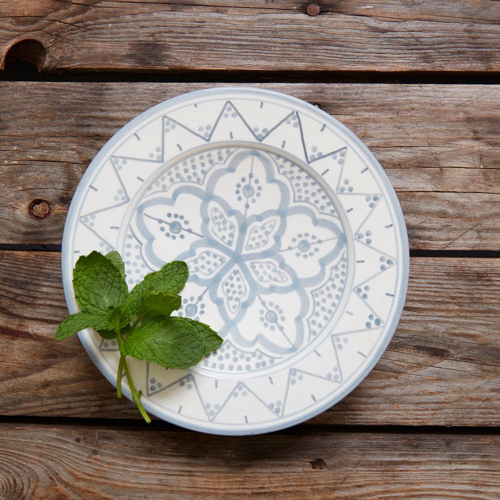 Gray Arabesque Ceramic Salad Plates Set