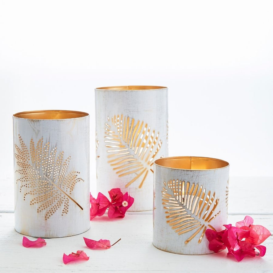 Decorative Candle Holders & Tabletop Centerpiece for Living, Patio, Garden, Dining, Parties, Weddings, Events | Hurricane, Lanterns, Metal, Set of 3 | Pillar Candles, Tealights