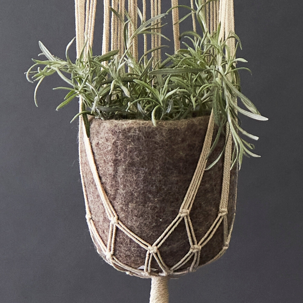 Grey Felt Hanging Succulent Planter Set