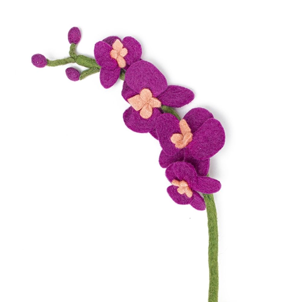 Felt Yellow Pot Pink Orchids