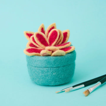Felt Teal Pot Pink Cactus
