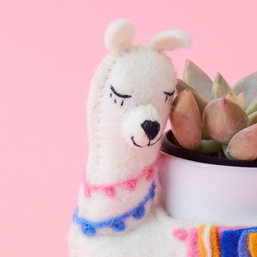 Felt Llama Ceramic Planter
