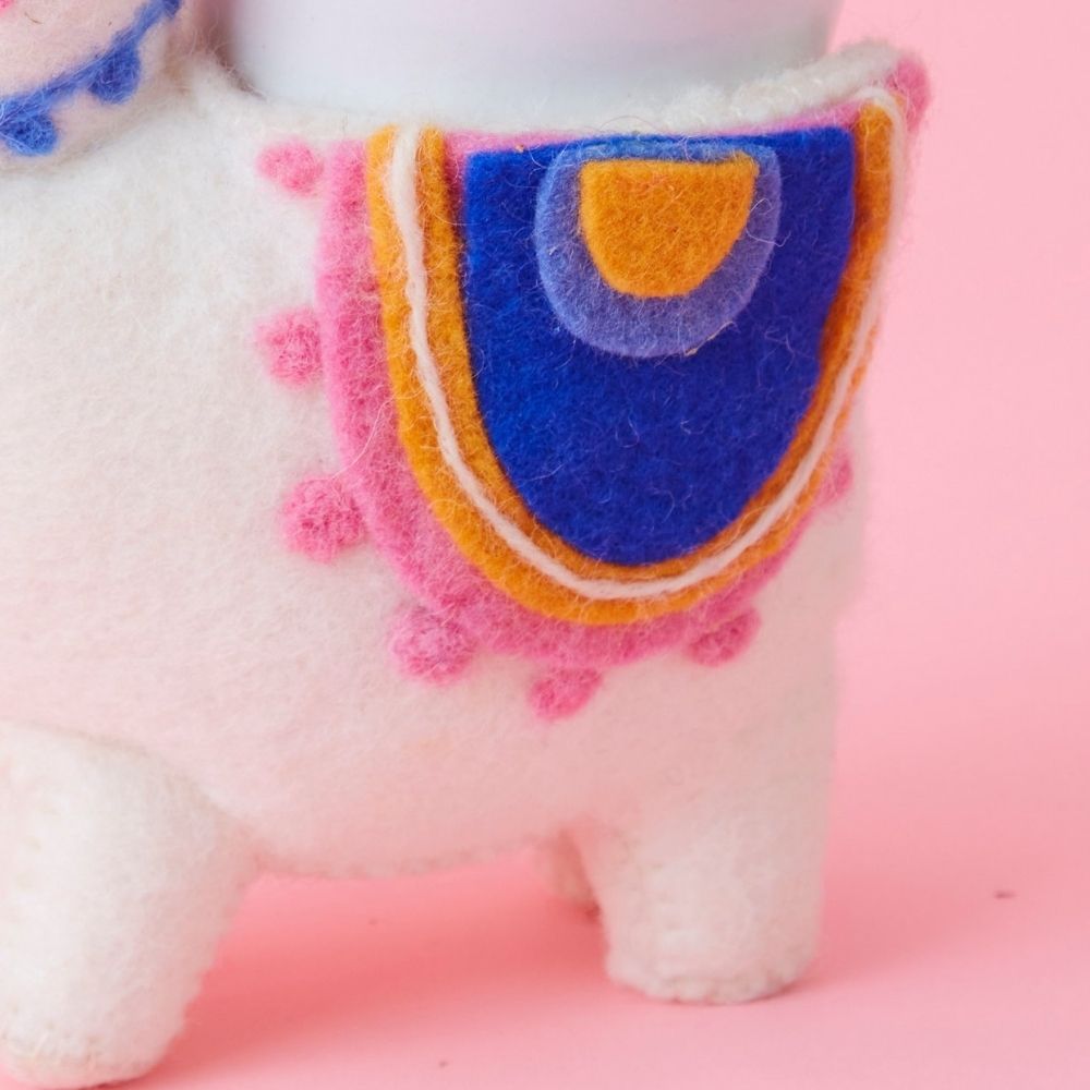Felt Llama Ceramic Planter