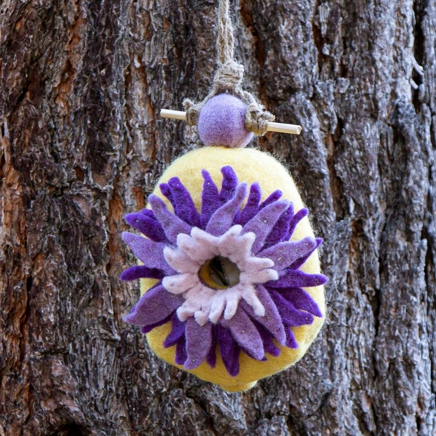 Felt Purple Sunflower Bird House