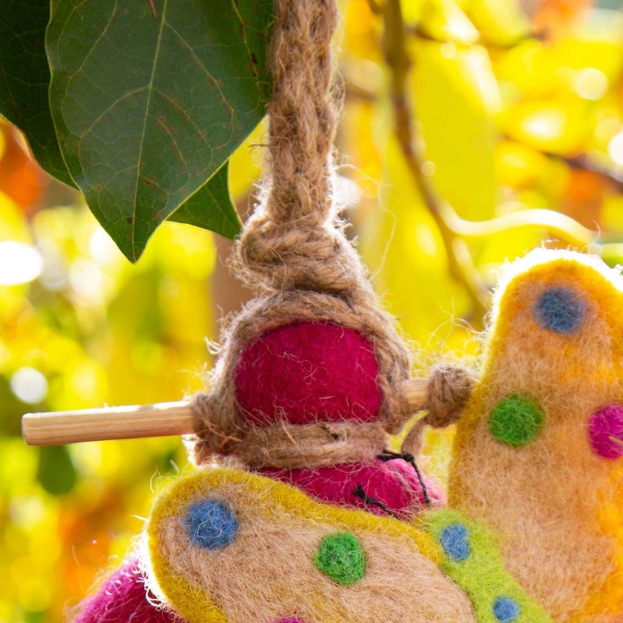 Felt Pink Butterfly Bird House