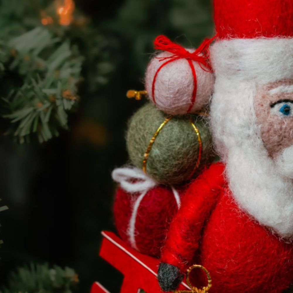 Felt Santa Claus with Gifts Ornament