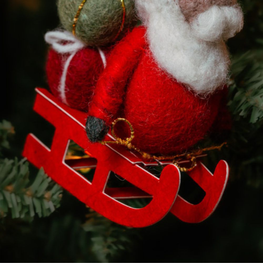Felt Santa Claus with Gifts Ornament