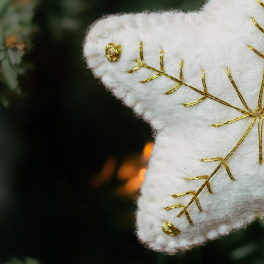 Felt Snow Star Ornament Set of 5