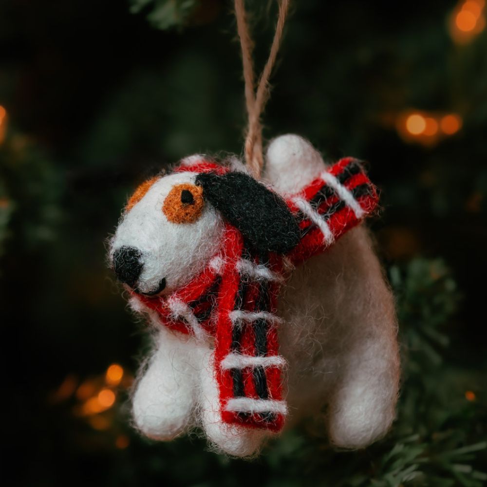 Felt Holiday Cat Dog Ornament Set of 2