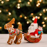 Felt Santa Claus Sledging Holiday Figurine