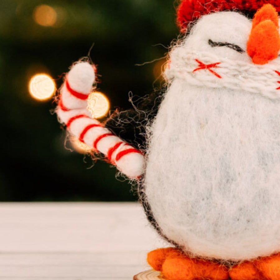 Felt Penguin Holiday Figurine