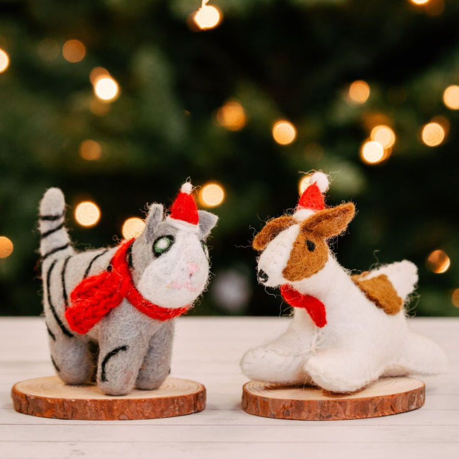Felt Dog Holiday Figurine