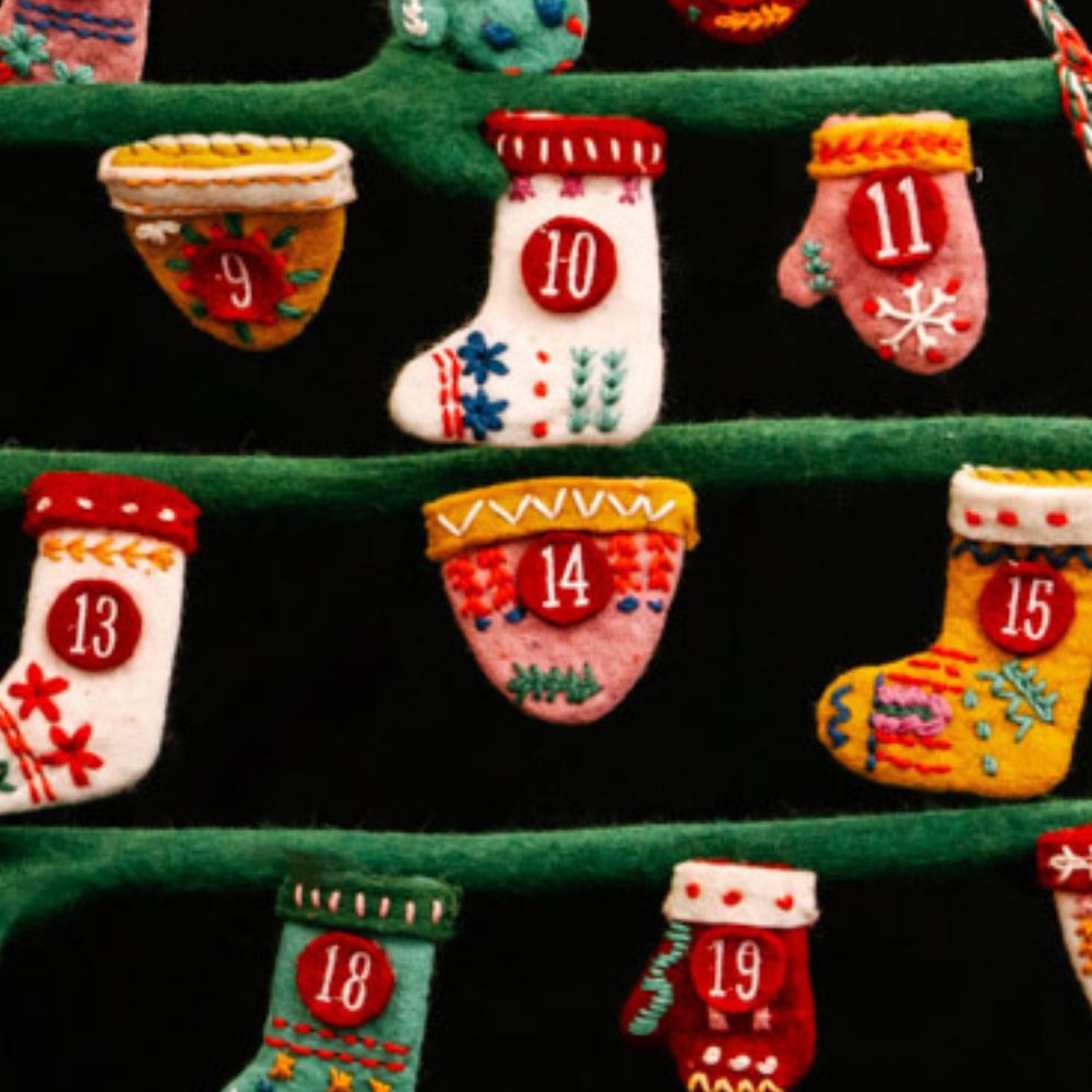 Colorful Felt Christmas Tree Advent Calendar