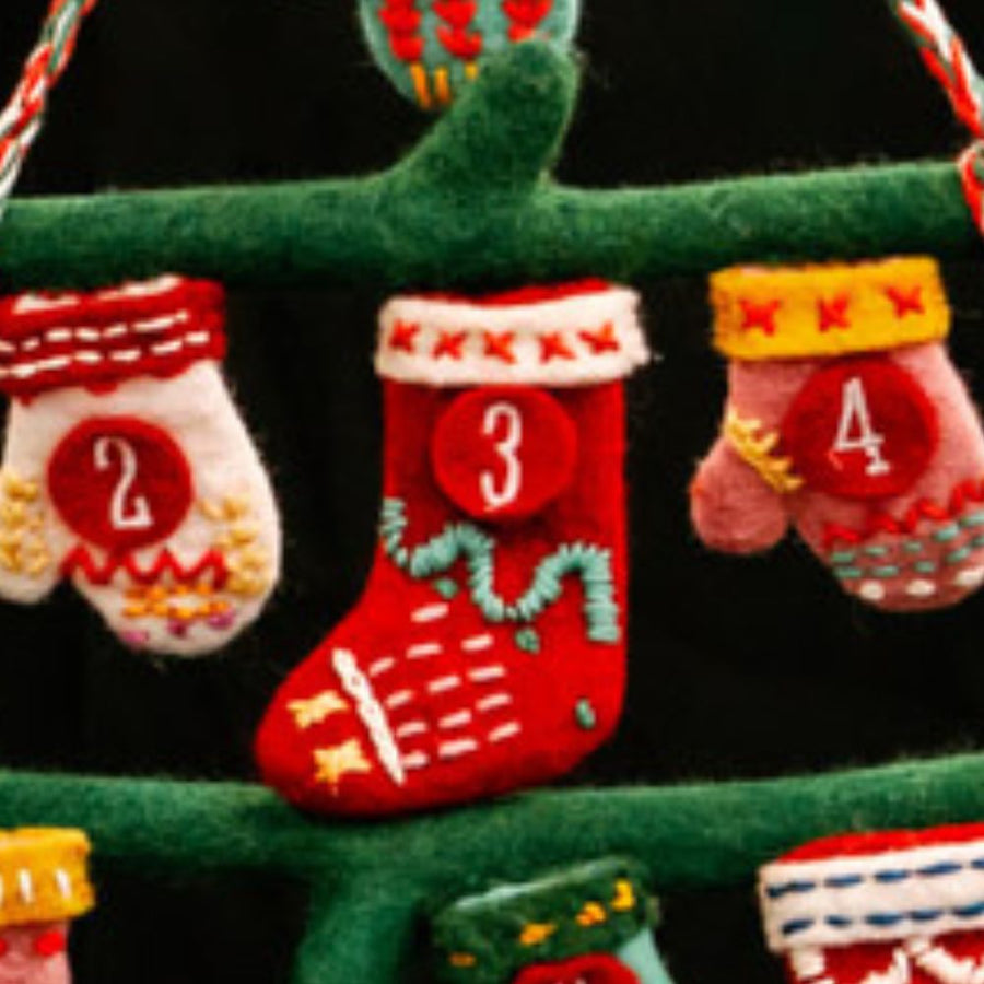 Colorful Felt Christmas Tree Advent Calendar