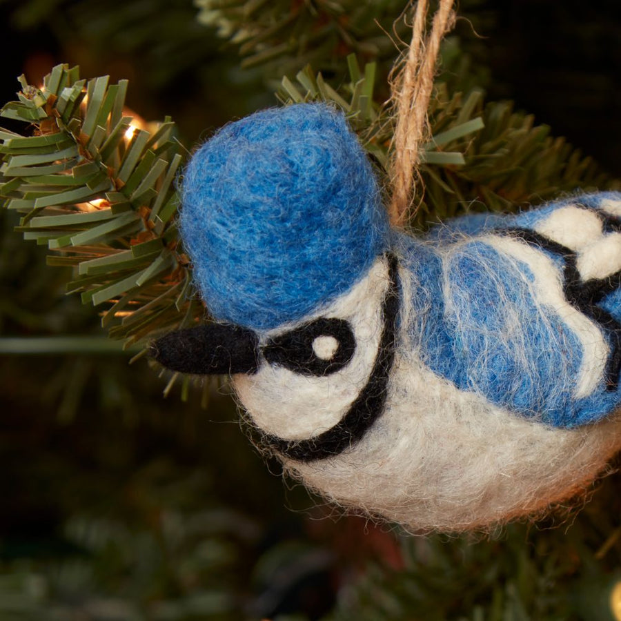 Felt Blue Jay Bird Ornament