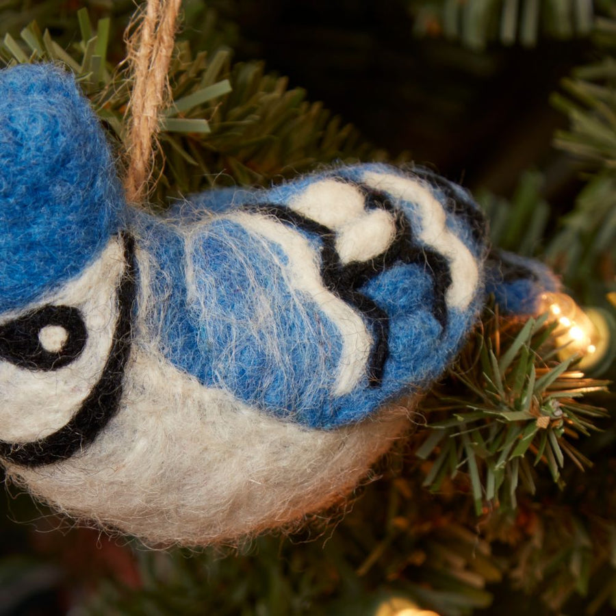 Felt Blue Jay Bird Ornament