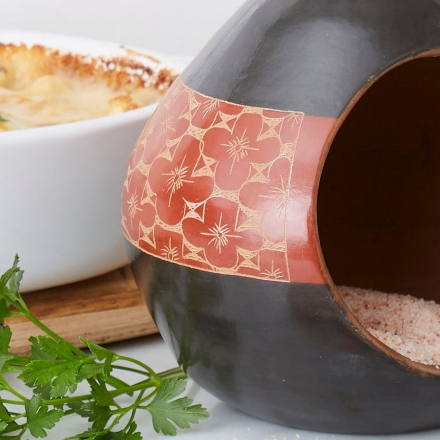 Black Rust Flower Terracotta Salt Cellar