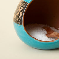 Turquoise Black Geometric Terracotta Salt Cellar