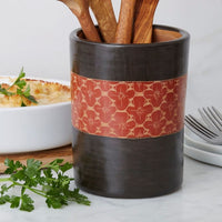 Black Rust Flower Terracotta Utensil Holder