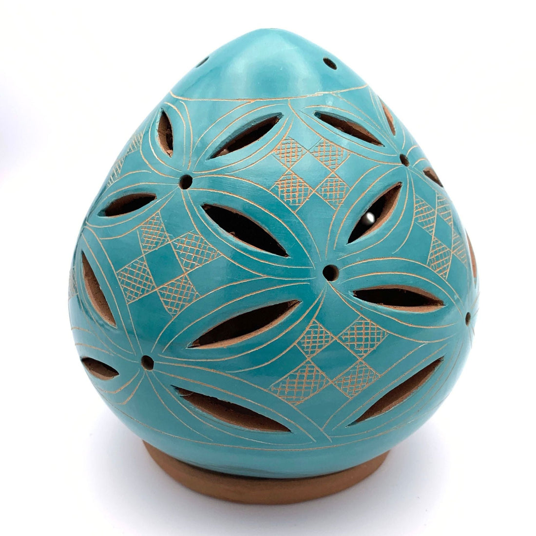 Turquoise Petal Terracotta Tealight Incense Holder