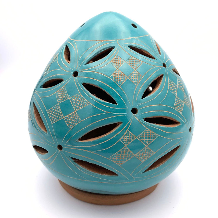 Turquoise Petal Terracotta Tealight Incense Holder