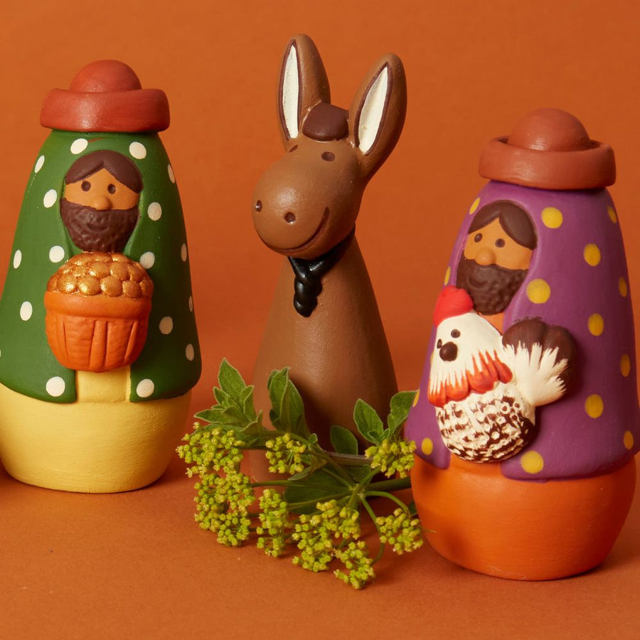 Cute & Colorful Ceramic Tabletop Nativity Set of 8