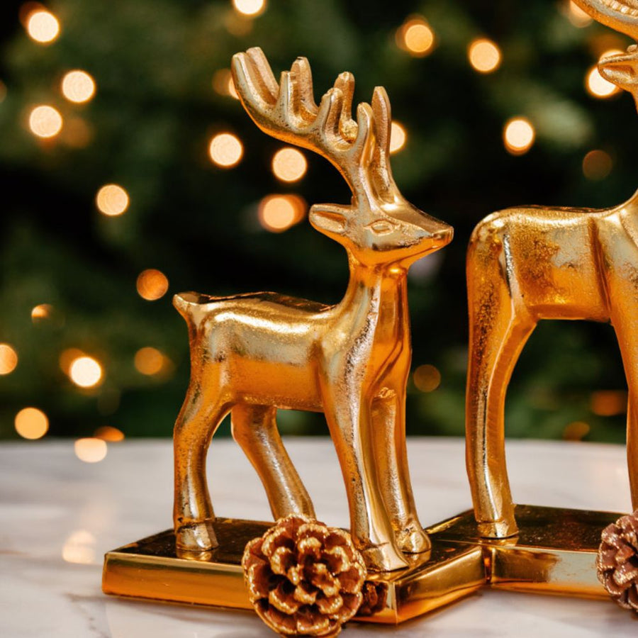 Gold Holiday Reindeers Set of 2