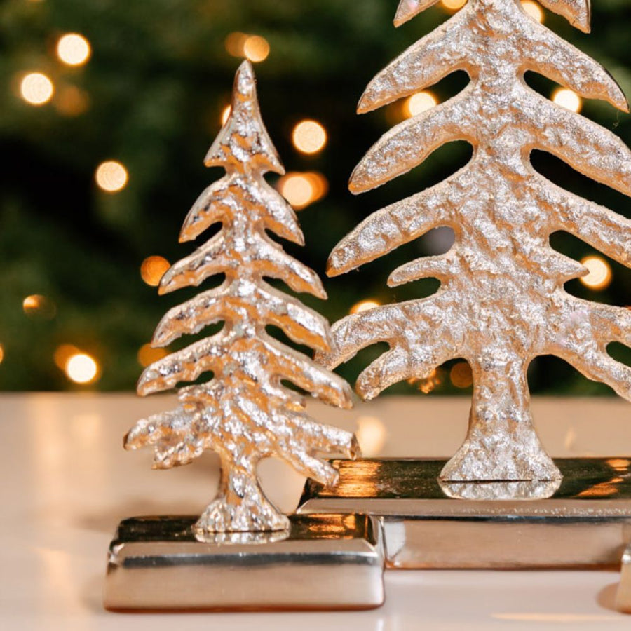 Set of Holiday Gold Reindeers Silver Trees