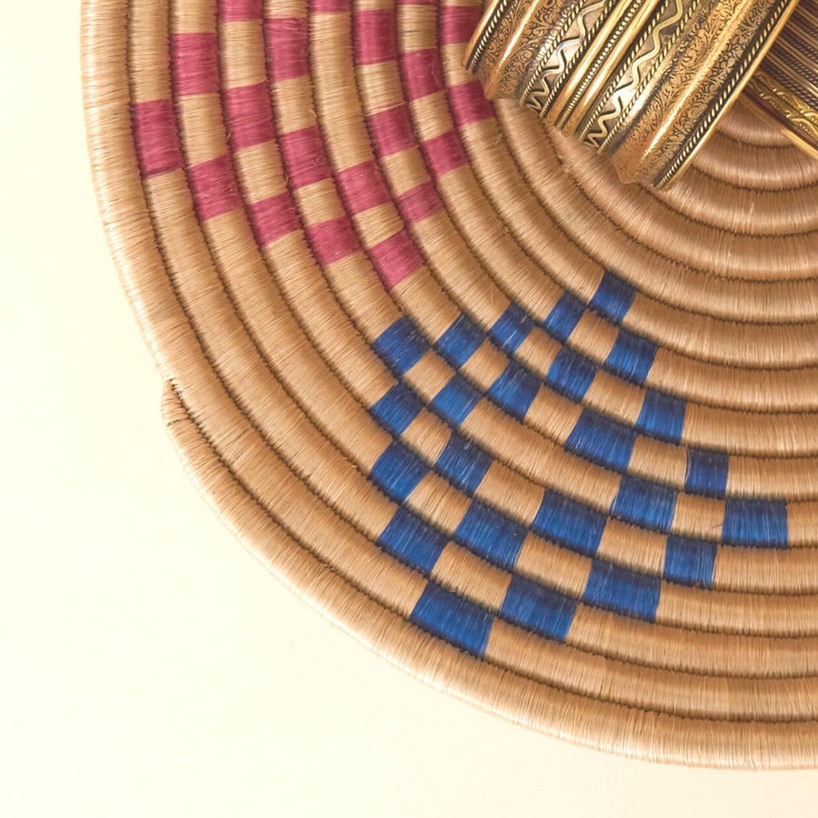 Medium Colorful Diamond Sisal Basket Bowl