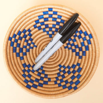 Mini Blue Sisal Jewelry Ring Dish Garlic Kitchen Woven Bowl
