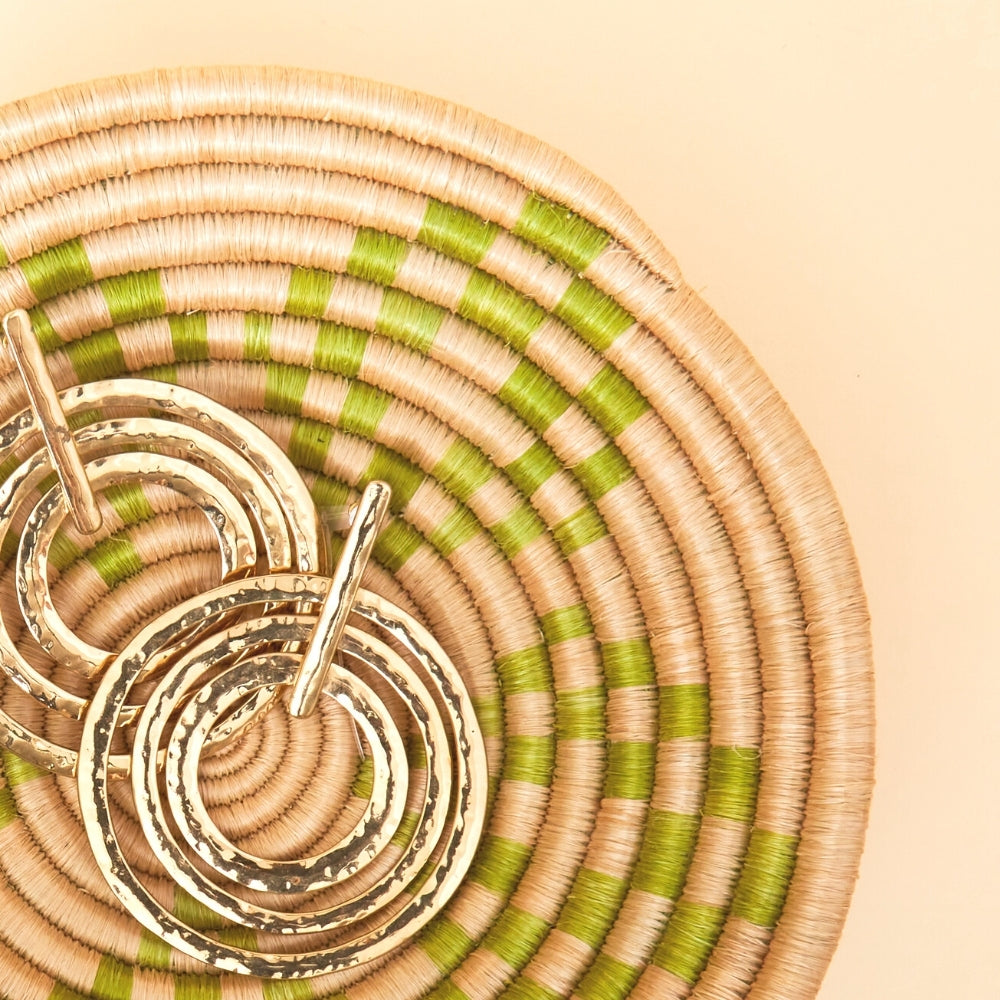 Mini Green Sisal Jewelry Ring Dish Garlic Kitchen Woven Bowl