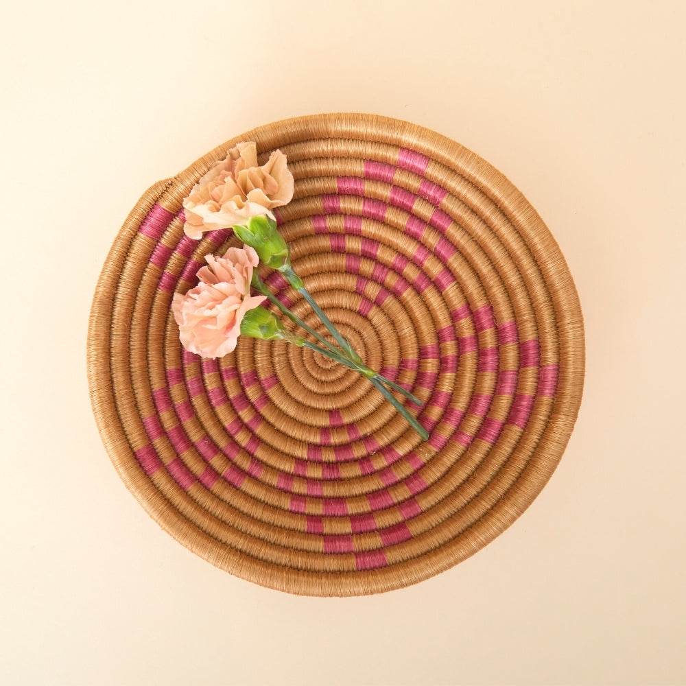 Mini Pink Sisal Jewelry Ring Dish Garlic Kitchen Woven Bowl