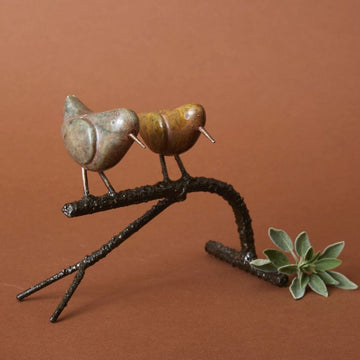 Shona Stone Birds on Branch Sculpture