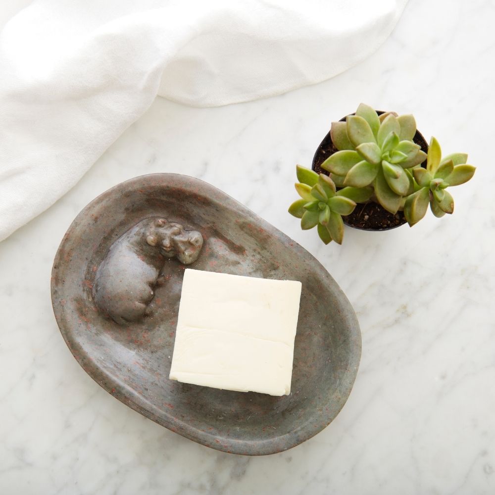 Shona Stone Bathing Hippo Soap Ring Paper Clips Dish