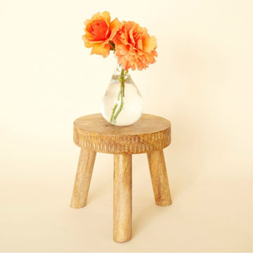 Short Scalloped Wood Indoor Plant Stand