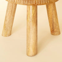 Short Scalloped Wood Indoor Plant Stand